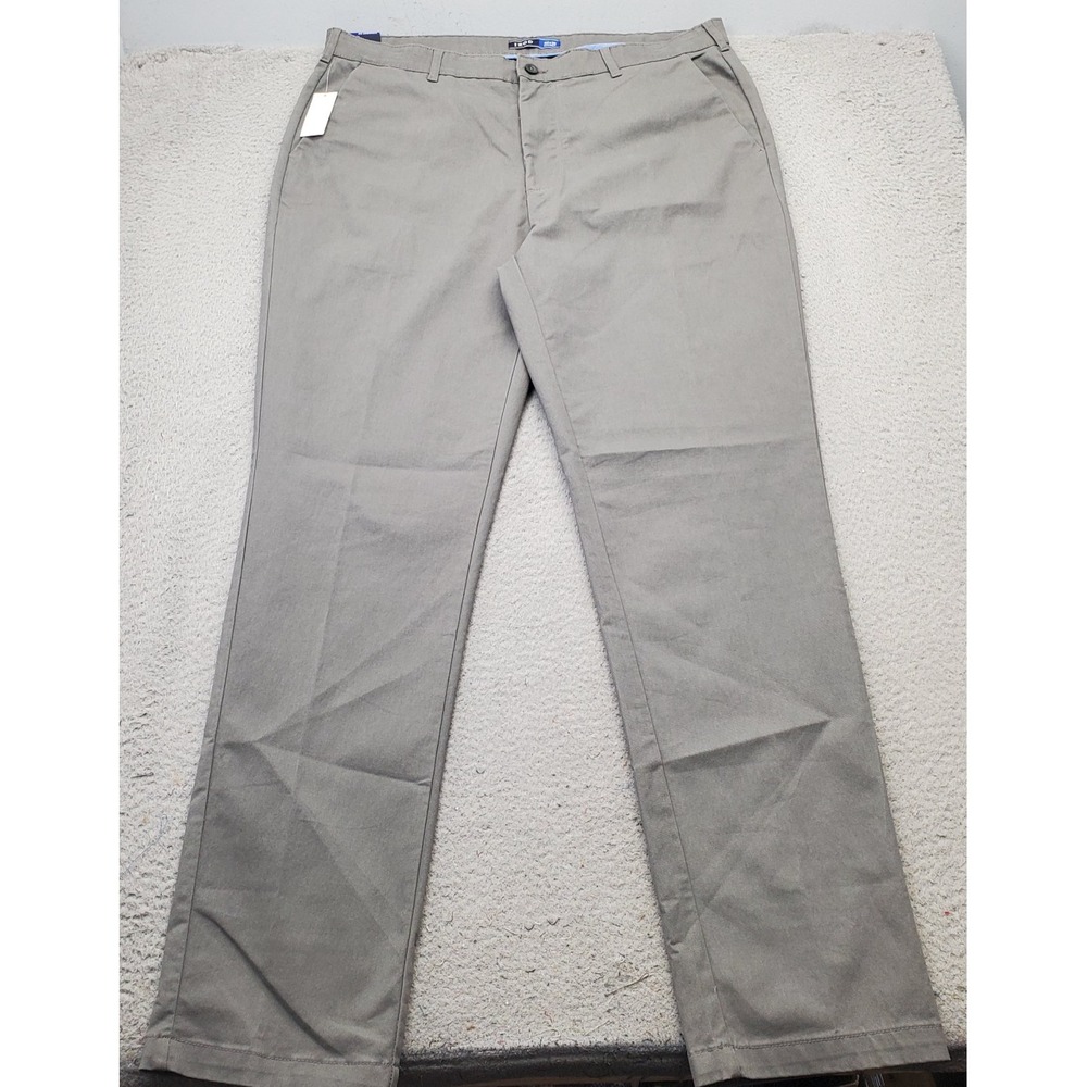 IZOD Golf Pants Mens 40x36 Gray Performance Stretch Flat Front Non-Iron Straight